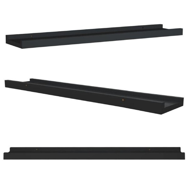 Floating Wall Shelf X2 Pieces Black Ledge Picture Shelves 60cm