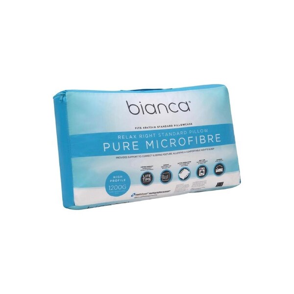 Bianca Bedding RELAX RIGHT PURE MICROFIBRE PILLOW HIGH PROFILE 1200G