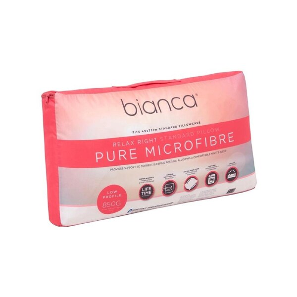 Bianca Bedding RELAX RIGHT PURE MICROFIBRE PILLOW LOW PROFILE 850G