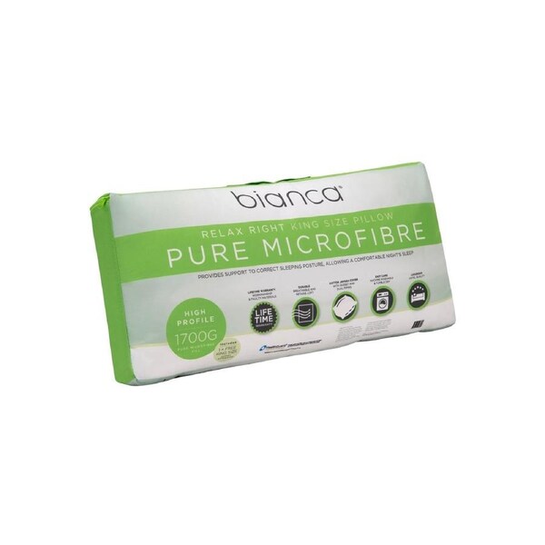 Bianca Bedding RELAX RIGHT PURE MICROFIBRE KING PILLOW PROFILE 1700G