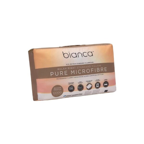 Bianca Bedding RELAX RIGHT PURE MICROFIBRE PILLOW MEDIUM PROFILE 1000G