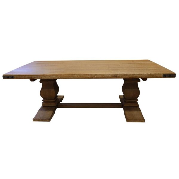 Gloriosa Coffee Table 140cm Pedestal Solid Mango Timber Wood - Honey Wash
