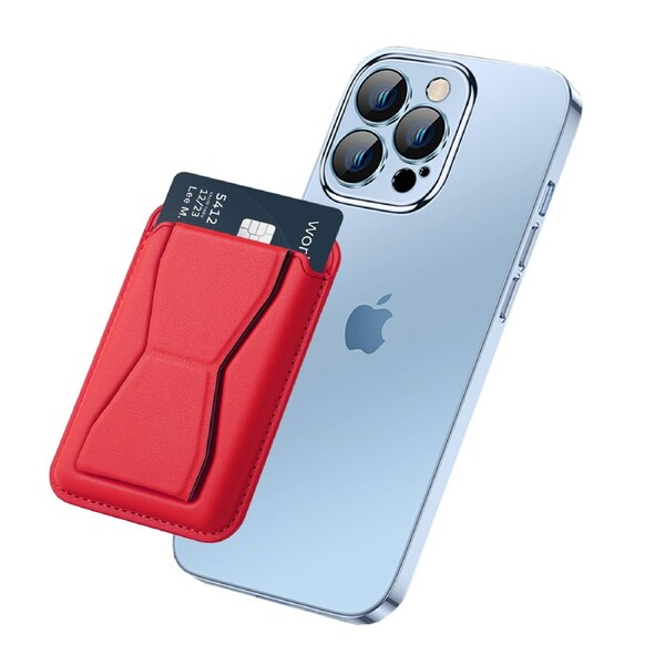 ZUSLAB MagSafe Card Wallet Snap-On Magnetic Stand Design for iPhone 13 Pro Max / 13 Pro / 13 / 13 Mini Enhanced Strength - Red