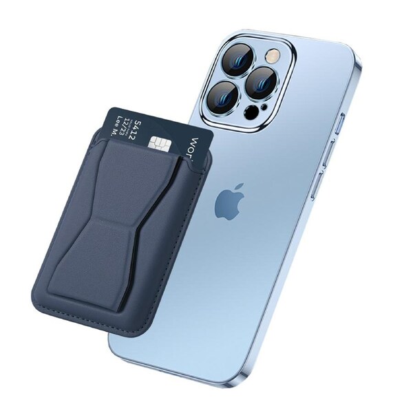 ZUSLAB MagSafe Card Wallet Snap-On Magnetic Stand Design for iPhone 14 Pro Max / 14 Pro / 14 / 14 Max Enhanced Strength - Blue