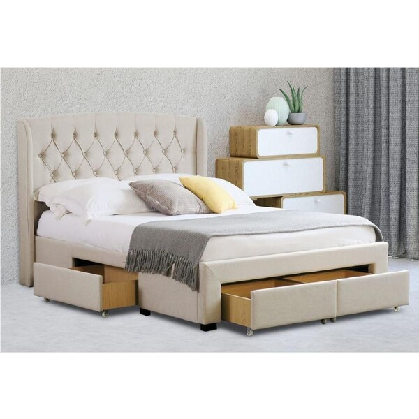 Modern Classic Dupont Double Drawer Storage Bed Frame White Oak