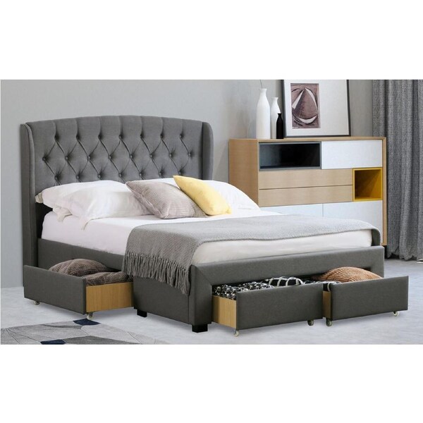 Modern Classic Dupont King Drawer Storage Bed Frame Grey