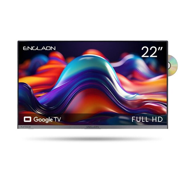 ENGLAON Frameless 22" Full HD Google Smart 12V TV With Built-in DVD player and Chromecast