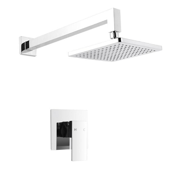 ACA WELS WATERMARK Square 8'' ABS Plastic Rainfall Shower Head 400mm Wall Extension Arm Dropper Mixer Tap Chrome