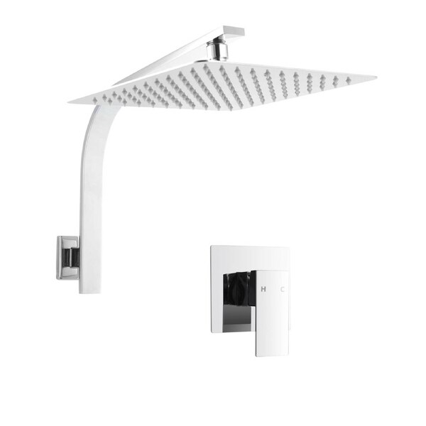 ACA WELS WATERMARK Square 10'' Ultrathin Stainless Steel Rainfall Shower Head Gooseneck Wall Arm Mixer Tap Chrome