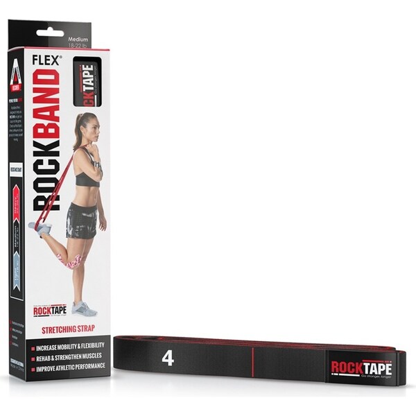 RockTape Medium 18-22lb RockBand Flex Stretching Strap Resistance Band Black
