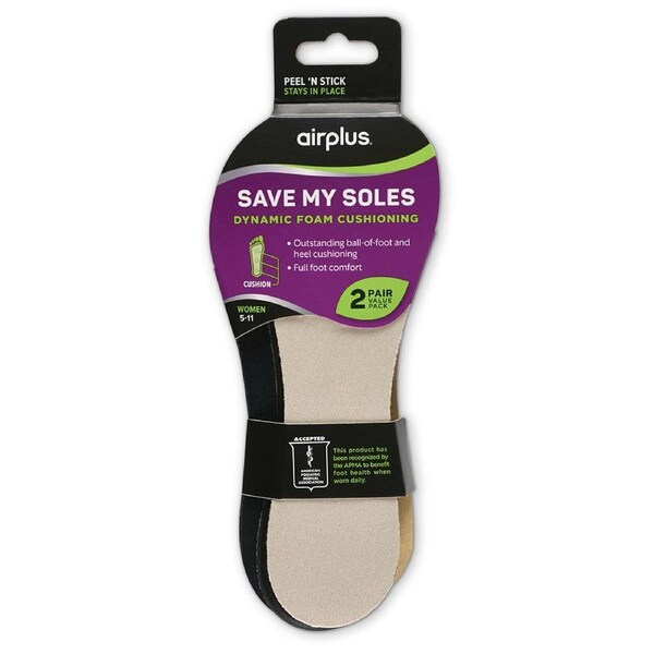 2 Pairs Airplus US Women 5-11 Save My Soles Dynamic Foam Cushioning Full Comfort