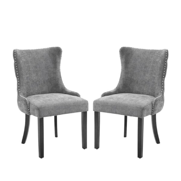 HomeStar Set Of 2 London Velvet Fabric Dining Chair - Grey