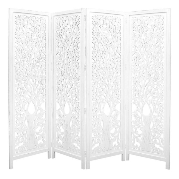 Life Dig 4 Panel Room Divider Screen Privacy Shoji Timber Wood Stand - White