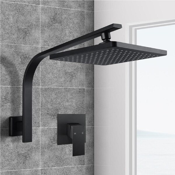 ACA Shower Head Set with Mixer Tap 8" Rain Shower Head Square Black WELS