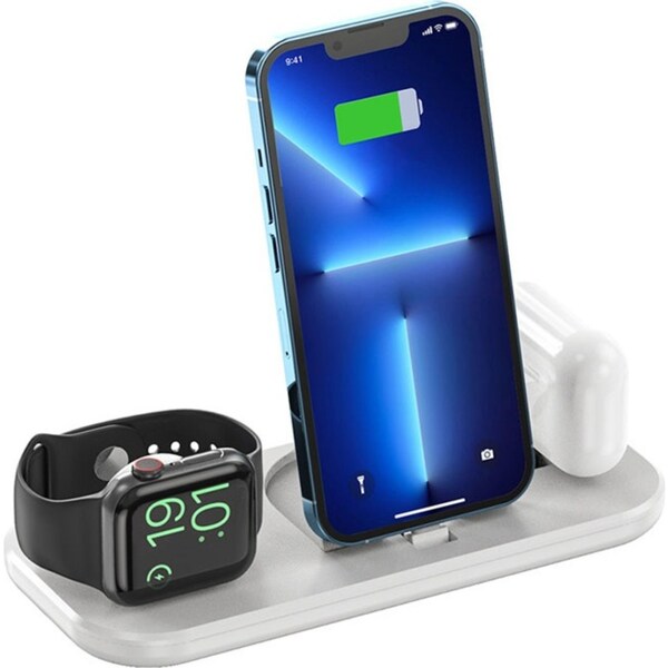 Catzon A32 Foldable Portable 3 in 1 Charging Station for Apple Watch/iPhone/AirPods-White