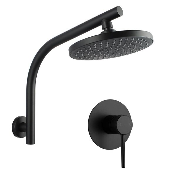 ACA WELS WATERMARK Round 8'' ABS Plastic Rainfall Shower Head Set Gooseneck Wall Arm Mixer Tap Black