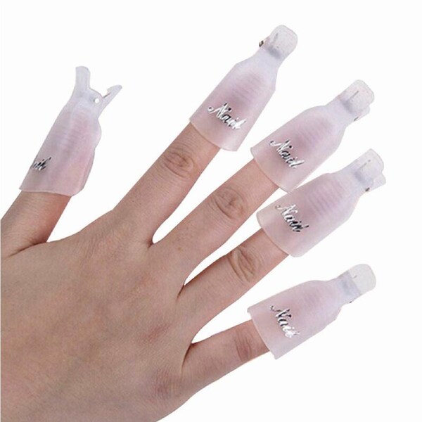 20Pcs Art Soak Off Clip Cap Nail Plastic Remover Transparent