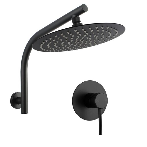ACA WELS WATERMARK Round 12'' Ultrathin Stainless Steel Rainfall Shower Head Set Gooseneck Wall Arm Mixer Tap Black