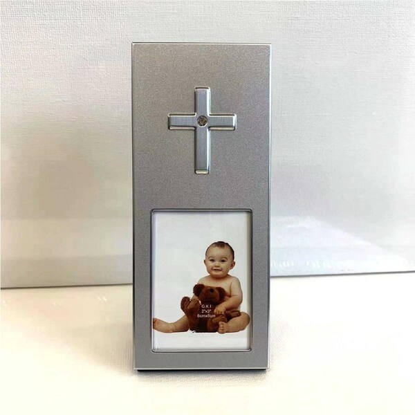 Bless kids Baby Child Silver Cross Christening Photo Frames-2"x3"