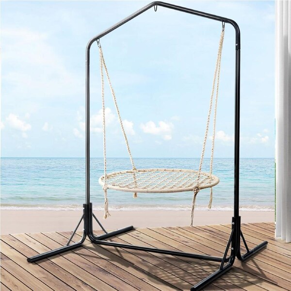 Gardeon Hammock Chair Kids Swing with Stand 100cm - Cream