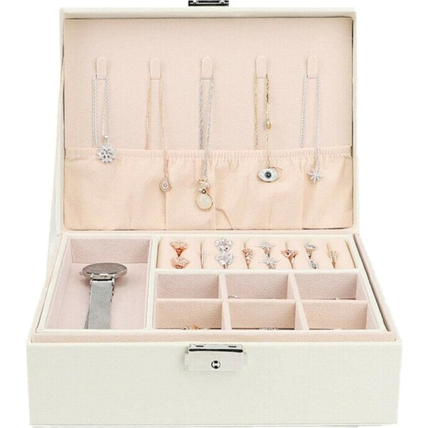 Ozoffer Jewelry Organizer Case Box Holder Storage Earring Ring Velvet Display Leather