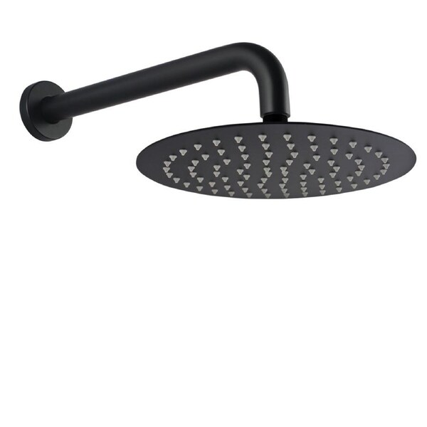 ACA WELS WATERMARK Round 10'' Ultrathin Stainless Steel Rainfall Shower Head 400mm Wall Extension Arm Dropper Black