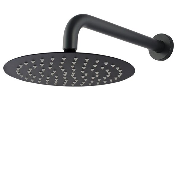 Black Bath Round 10'' Ultrathin Stainless Steel Rainfall Shower Head Rose 400mm Wall Extension Arm Dropper WELS WATERMARK