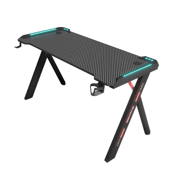 MIUZ 100cm Gaming Desk Office Computer Desk Home Study Work Table Racer Carbon Fiber Table RGB LED
