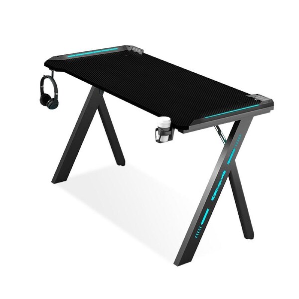 MIUZ 140cm Gaming Desk Office Computer Desk Home Study Work Table Racer Carbon Fiber Table RGB LED