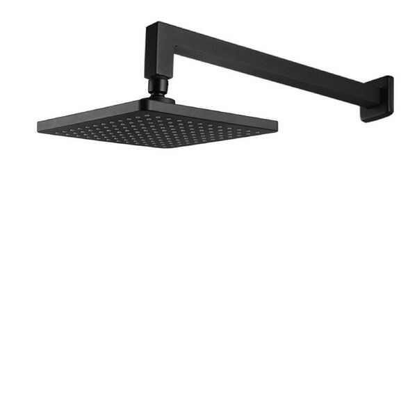 Black Bath Square 8'' ABS Plastic Rainfall Shower Head 400mm Wall Extension Arm Dropper WELS WATERMARK