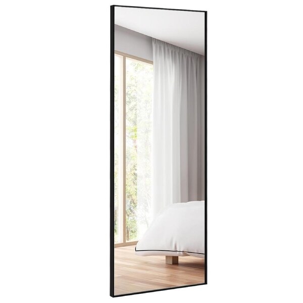 1.5M Rectangle Wall Mirror Full-Length Dressing Makeup Mirror Aluminum Frame Bathroom Bedroom Black