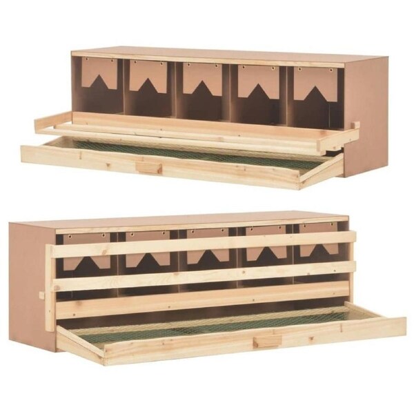 Nesting Box Wooden Roosting Egg Laying Boxes 5 Compartments Chicken Nest