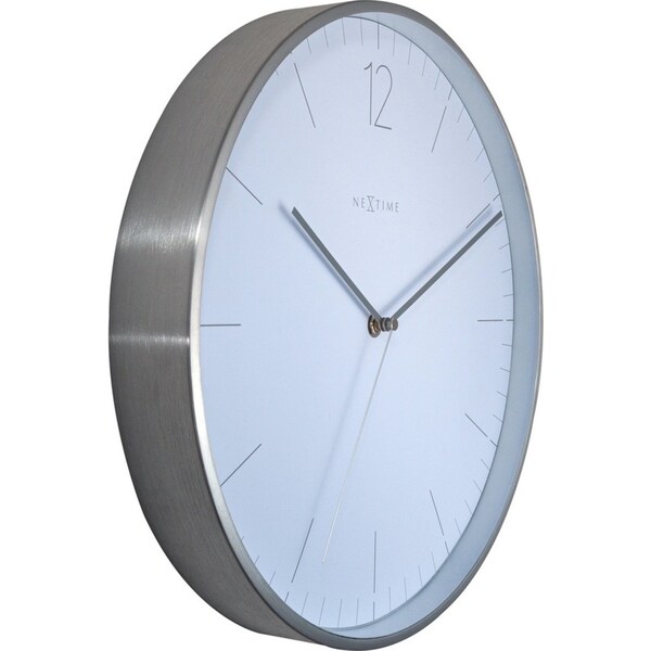 NeXtime Essential Silver 34cm Hanging Wall Clock Round Analogue Elegant White