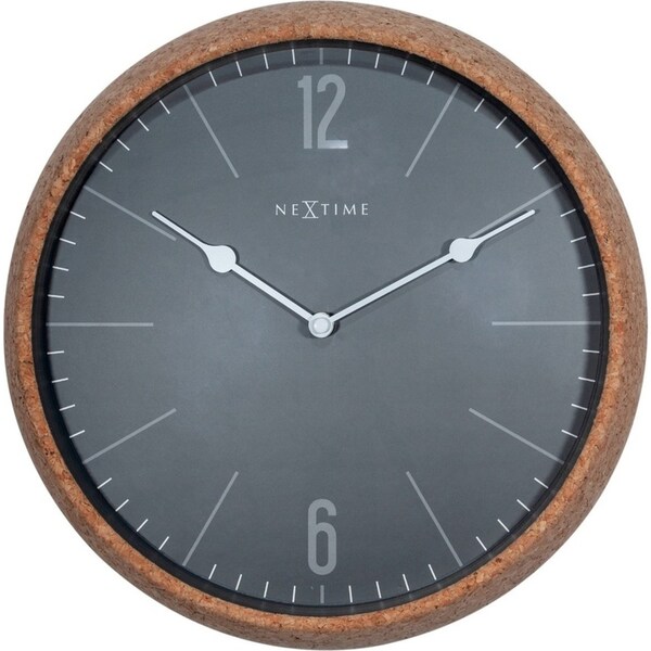 NeXtime 30cm Cork Silent Battery Operated Round Home/Office Decor Wall Clock GRY