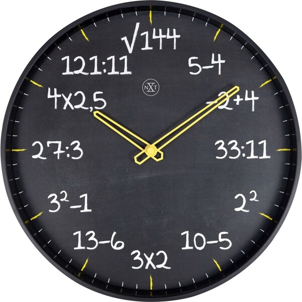 NeXtime 30cm Maths Silent Analogue Battery Operated Round Wall Clock Home Decor