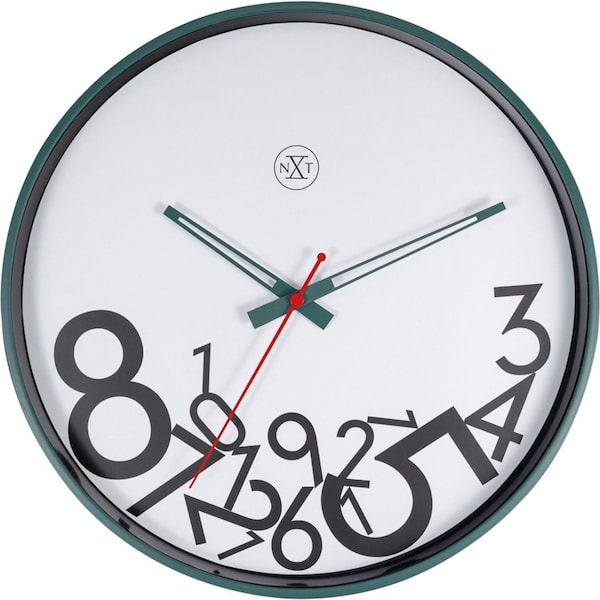 NeXtime 30cm Dropped Numbers Silent Analogue Battery Operated Round Wall Clock