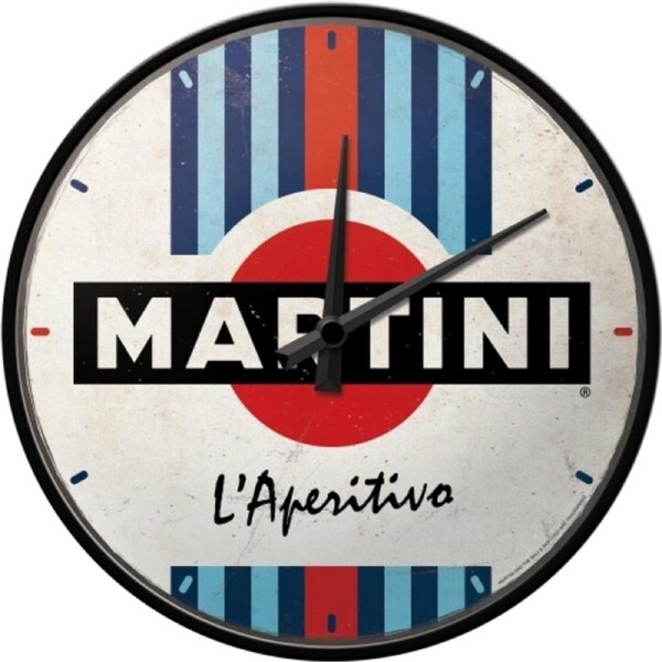 Nostalgic Art 30cm Martini L'Aperitivo Racing Stripes Quartz Round Wall Clock