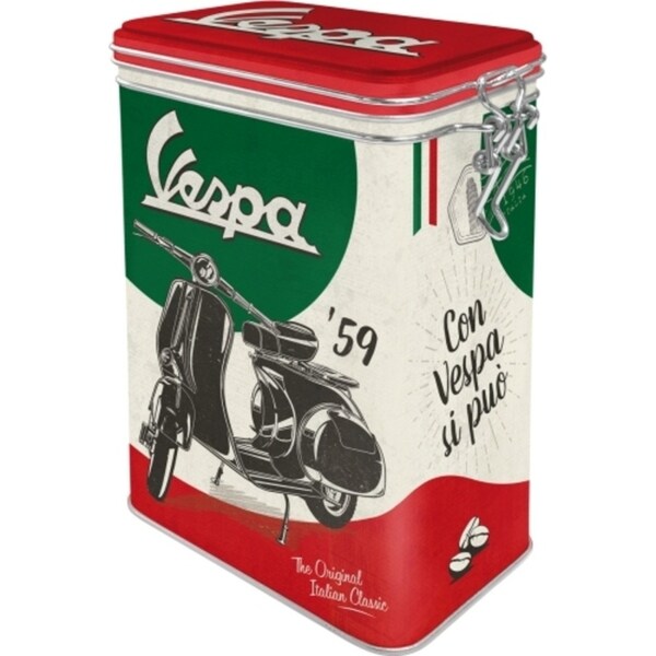 Nostalgic Art 17.5cm/1.3L Clip Top Tin Metal Storage Vespa The Italian Classic