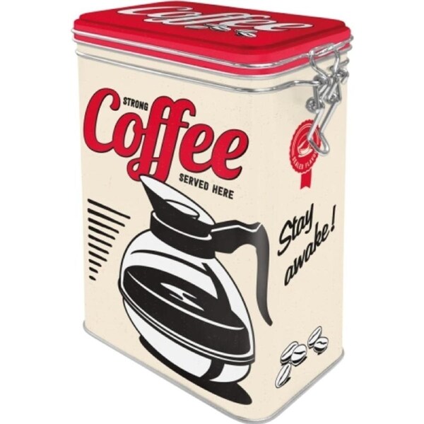 Nostalgic Art 17.5cm/1.3L Clip Top Tin Metal Storage Strong Coffee Served Here
