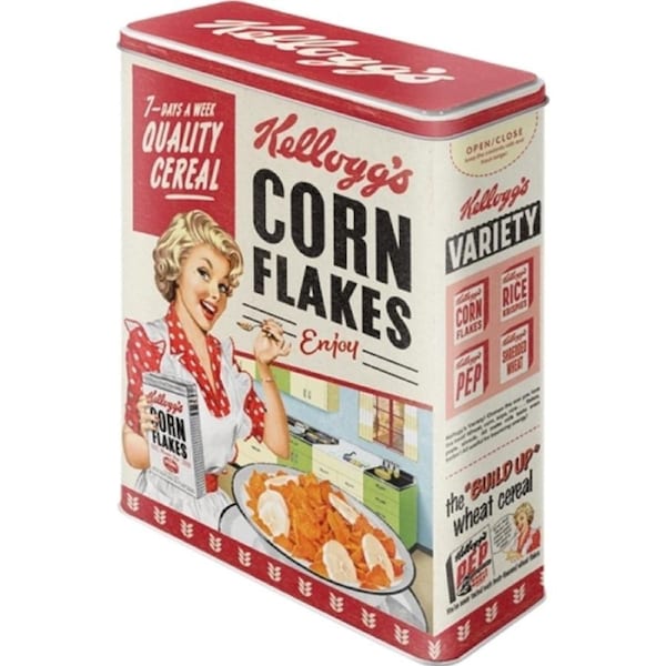 Nostalgic Art 26cm/4L Tin Storage Box Kellogg's Corn Flakes Quality Cereal XL