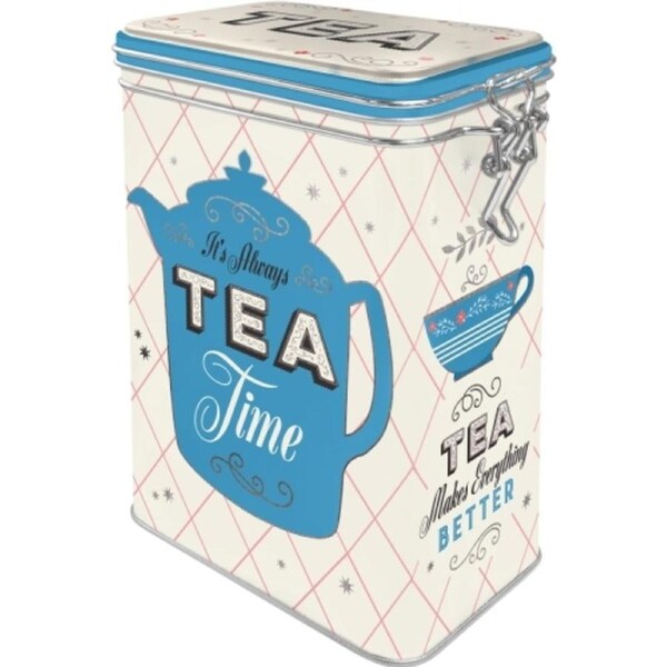Nostalgic Art 17.5cm/1.3L Clip Top Tin Container Storage Organiser Tea Time