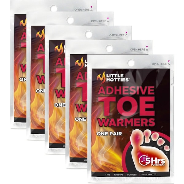 5 Pairs Little Hotties Adhesive Toe Warmers Natural 5hr Pure Heat Air-Activated