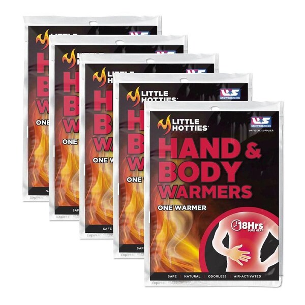 5 Pairs Little Hotties Hand & Body Winter Warmers 18hrs Pure Heat Air-Activated