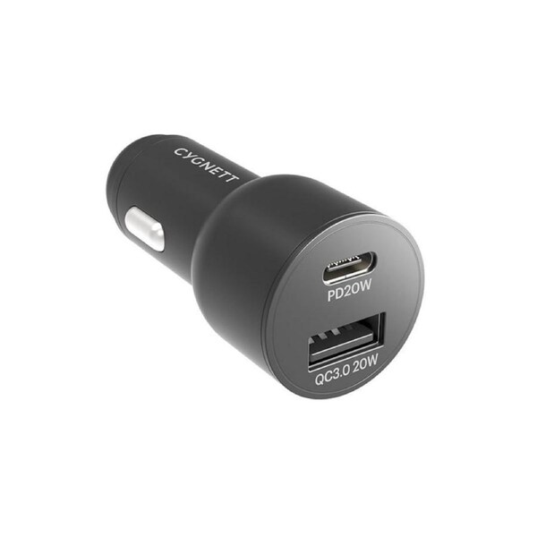 Cygnett CarPower 20W Dual Port Car Charger with 20W USB-C PD + 20W QC 3.0 [CY3637CYCCH]