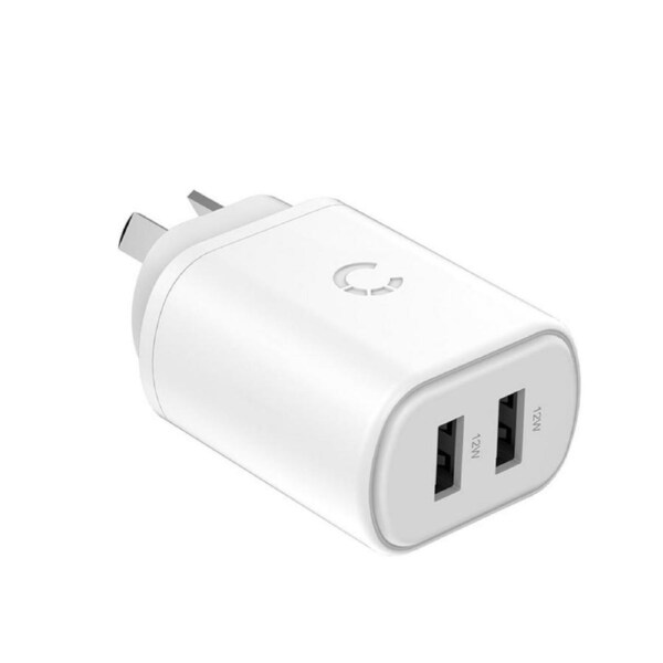Cygnett PowerPlus 12W Dual Port 2x USB-A 12W Wall Charger White, Small [CY3671PDWLCH]