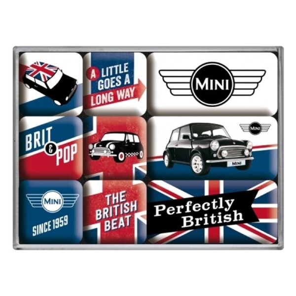 9pc Nostalgic Art Mini Union Jack 2.2/4.5cm Magnet Set Home Kitchen Fridge Decor