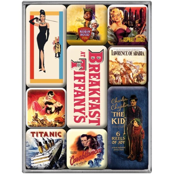9pc Nostalgic Art Movie Art Classics 2.2/4.5cm Magnet Set Kitchen Fridge Decor