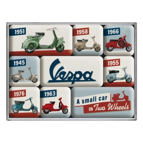 9pc Nostalgic Art Vespa Model Chart 2.2cm/4.5cm Magnet Set Kitchen Fridge Decor