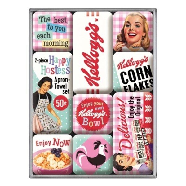 9pc Nostalgic Art Kellogg's Happy Hostess 2.2cm/4.5cm Magnet Set Fridge Decor