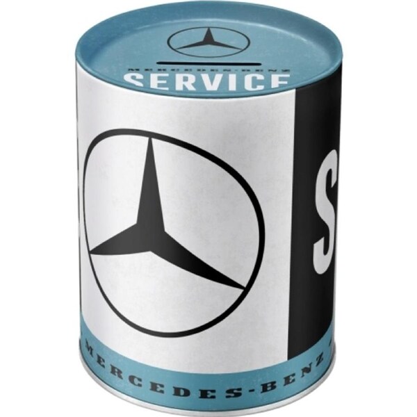 Nostalgic Art 12cm/1L Round Money Box Mercedes Benz Service Metal Coin Storage